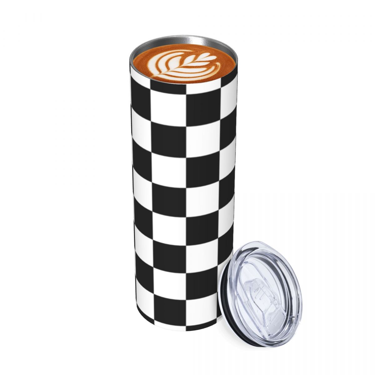 Tumbler 20Oz White - Black And White Checkerboard Stainless Steel