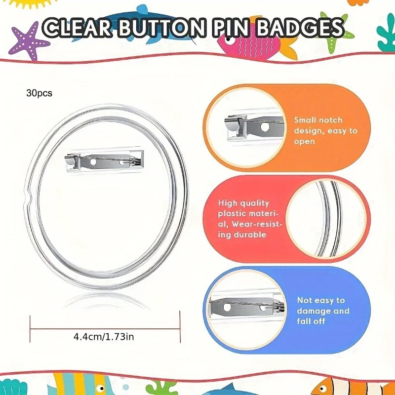 30pcs acrylic blank badge pin  - Button Badge Blank avaliação e preço