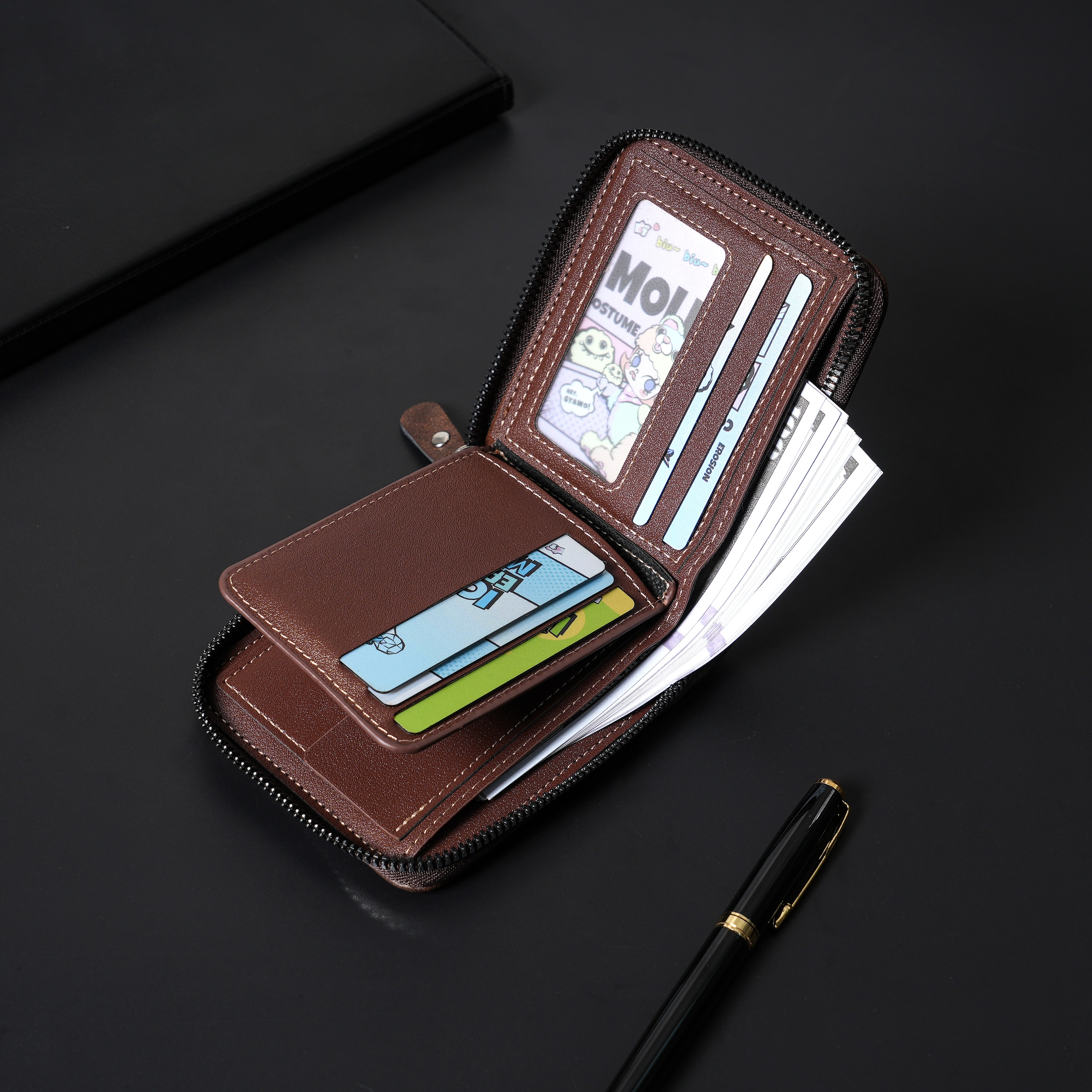 New Men's Zipper Card Holder C - Photo Acrylic Block avaliação e preço