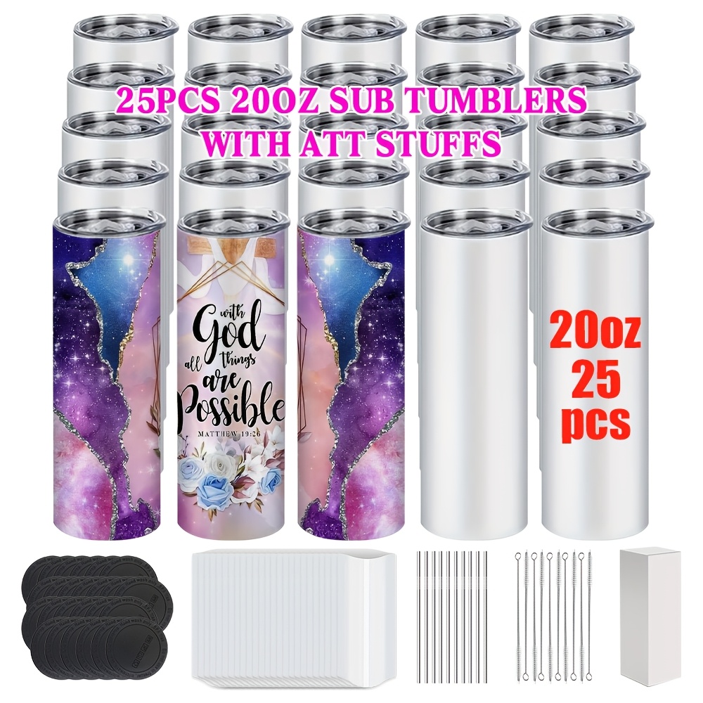 50/25/10 Pack Sublimation Tumb - Tumbler 20Oz White avaliação e preço