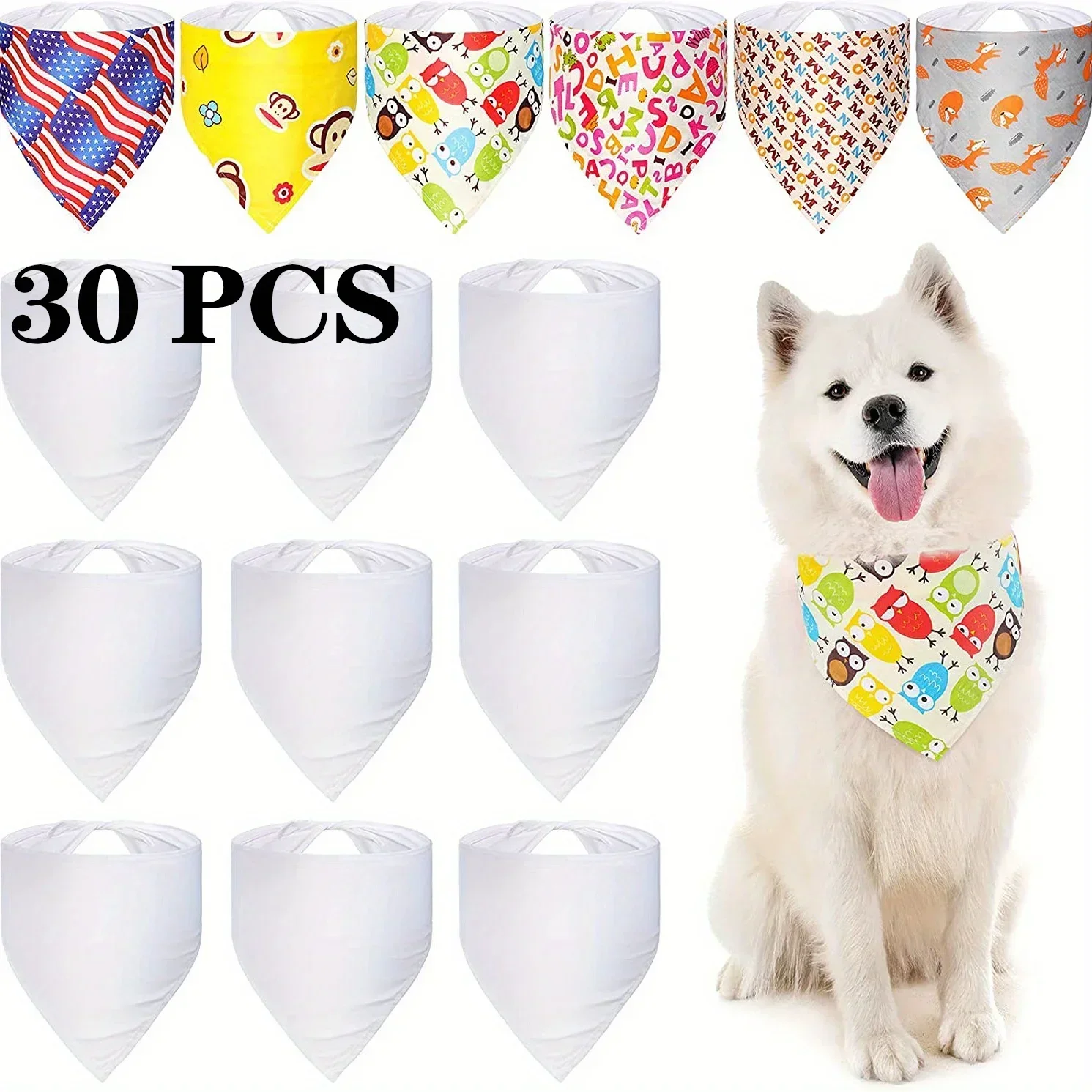 30pcs White Polyester Blank Do - Bandana Blank White avaliação e preço