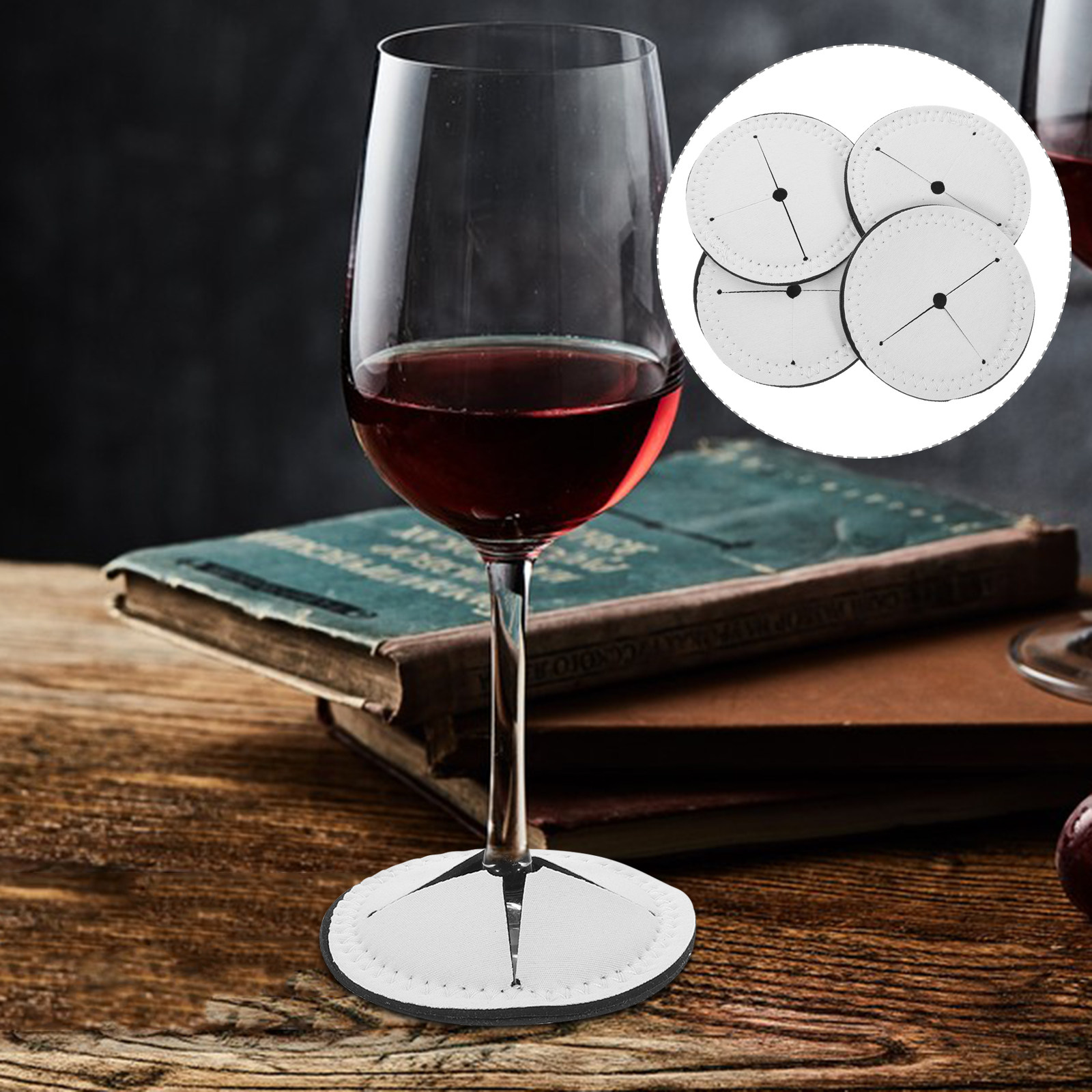 4Pcs Red Wine Cup Coasters Hea - Coaster Sublimation Blank avaliação e preço