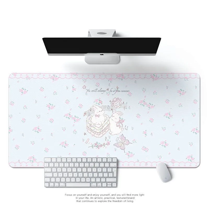 Cute Bunny Elegant Floral Leat - Mouse Pad Blank Sublimation avaliação e preço
