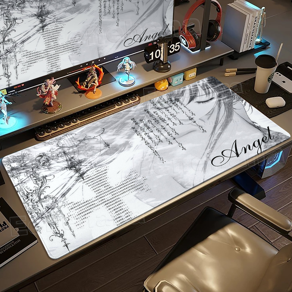 Black White Angel Mouse Pad La - Mouse Pad Blank Sublimation avaliação e preço