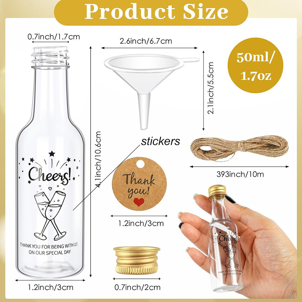 50Pack Mini Liquor Bottles,1.7 - Water Bottle Blank avaliação e preço