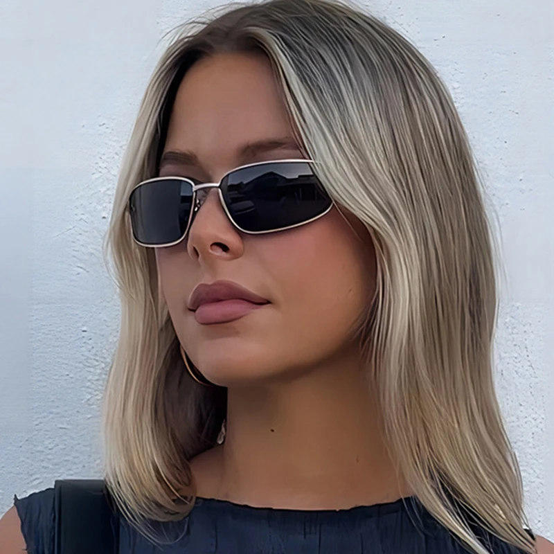 Women's y2k Sunglasses Stylish - Metal Photo Panel avaliação e preço