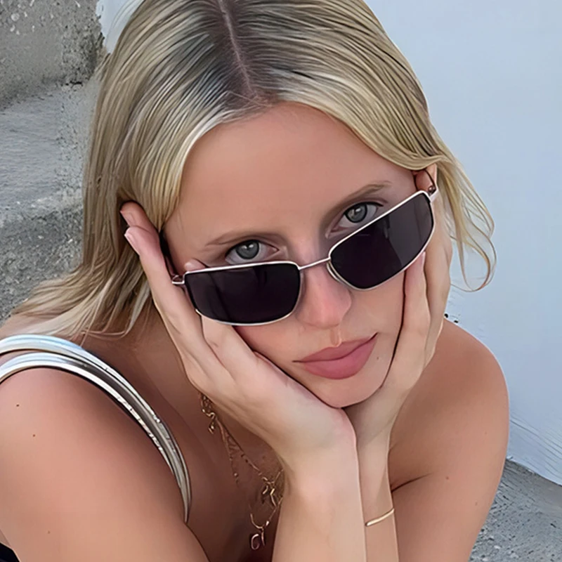 Women's y2k Sunglasses Stylish - Metal Photo Panel avaliação e preço