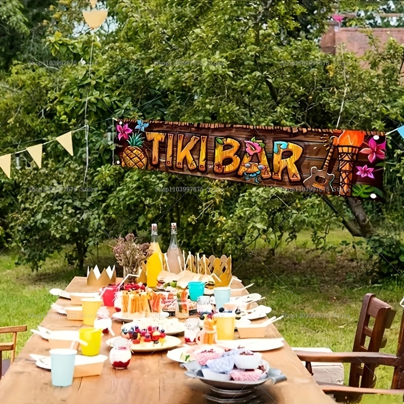Tiki Bar Banner Tropical Hawai - Yard Sign Blank avaliação e preço