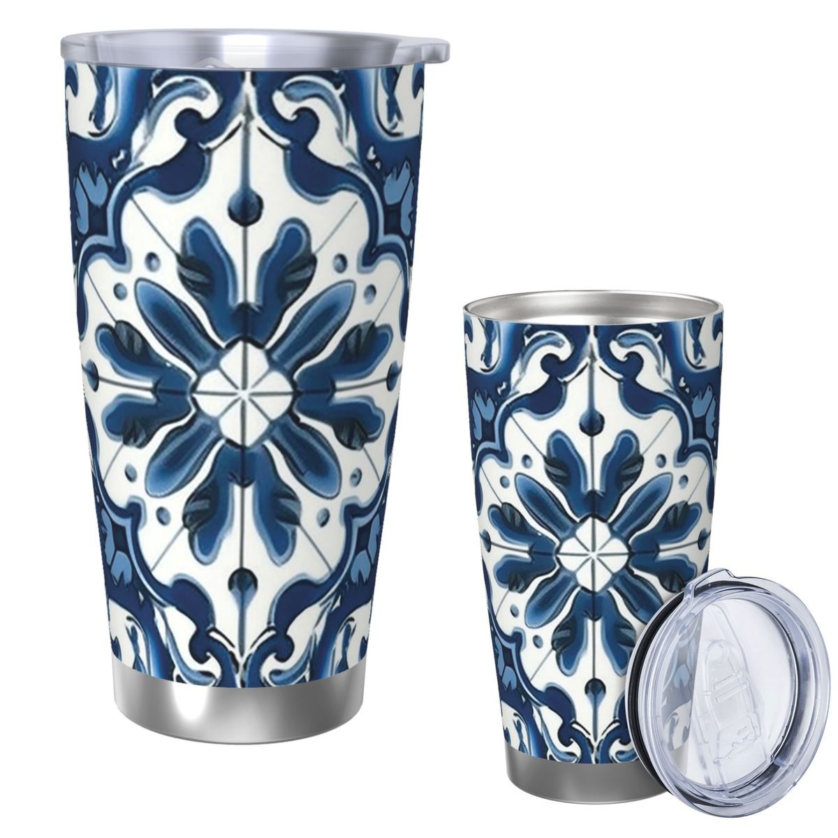 Blue And White Majolica Patter - Tumbler 20Oz White avaliação e preço