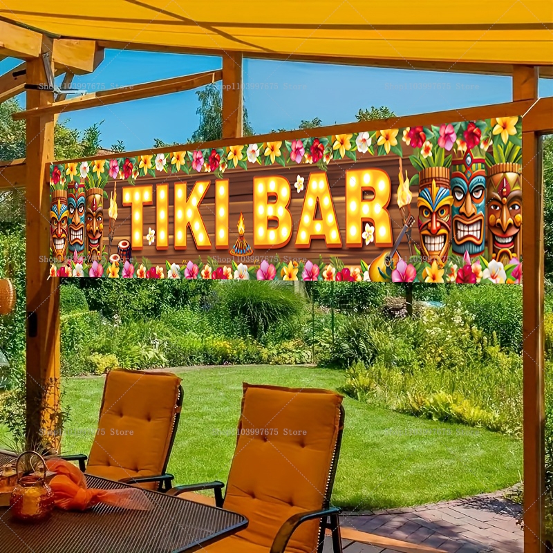 Vibrant Tiki Bar Banner Tropic - Yard Sign Blank avaliação e preço