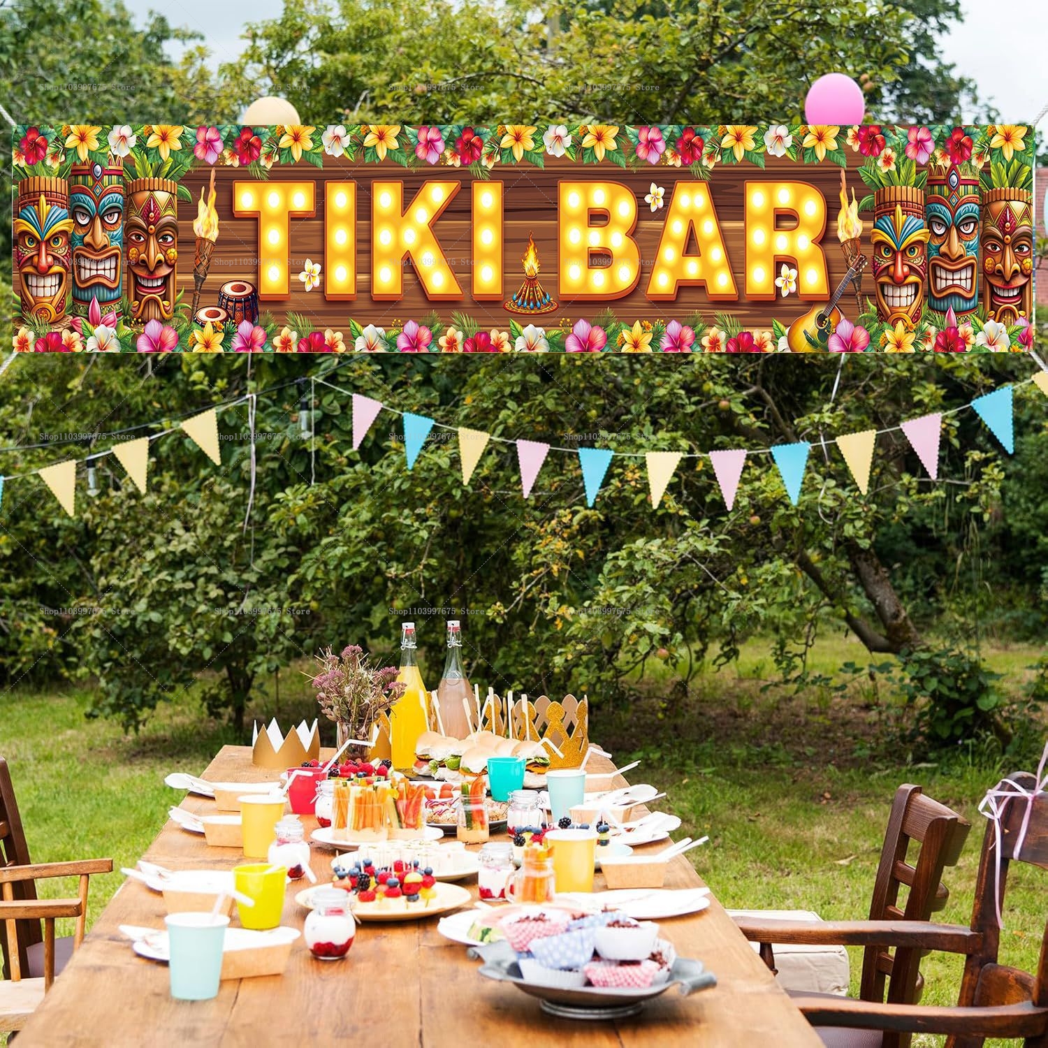 Vibrant Tiki Bar Banner Tropic - Yard Sign Blank avaliação e preço