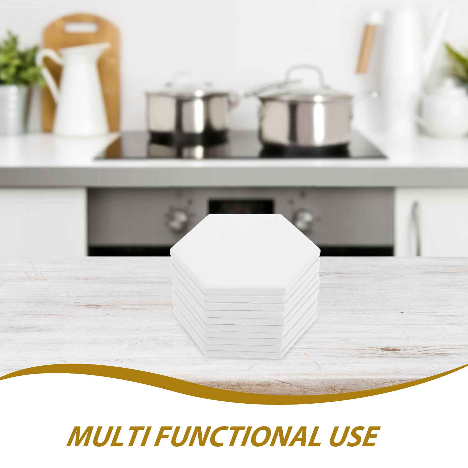 10Set White Hexagonal Ceramic  - Coaster Sublimation Blank avaliação e preço