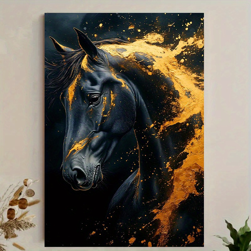 1pc Elegant Black Horse Canvas - Canvas Wrap Ready avaliação e preço