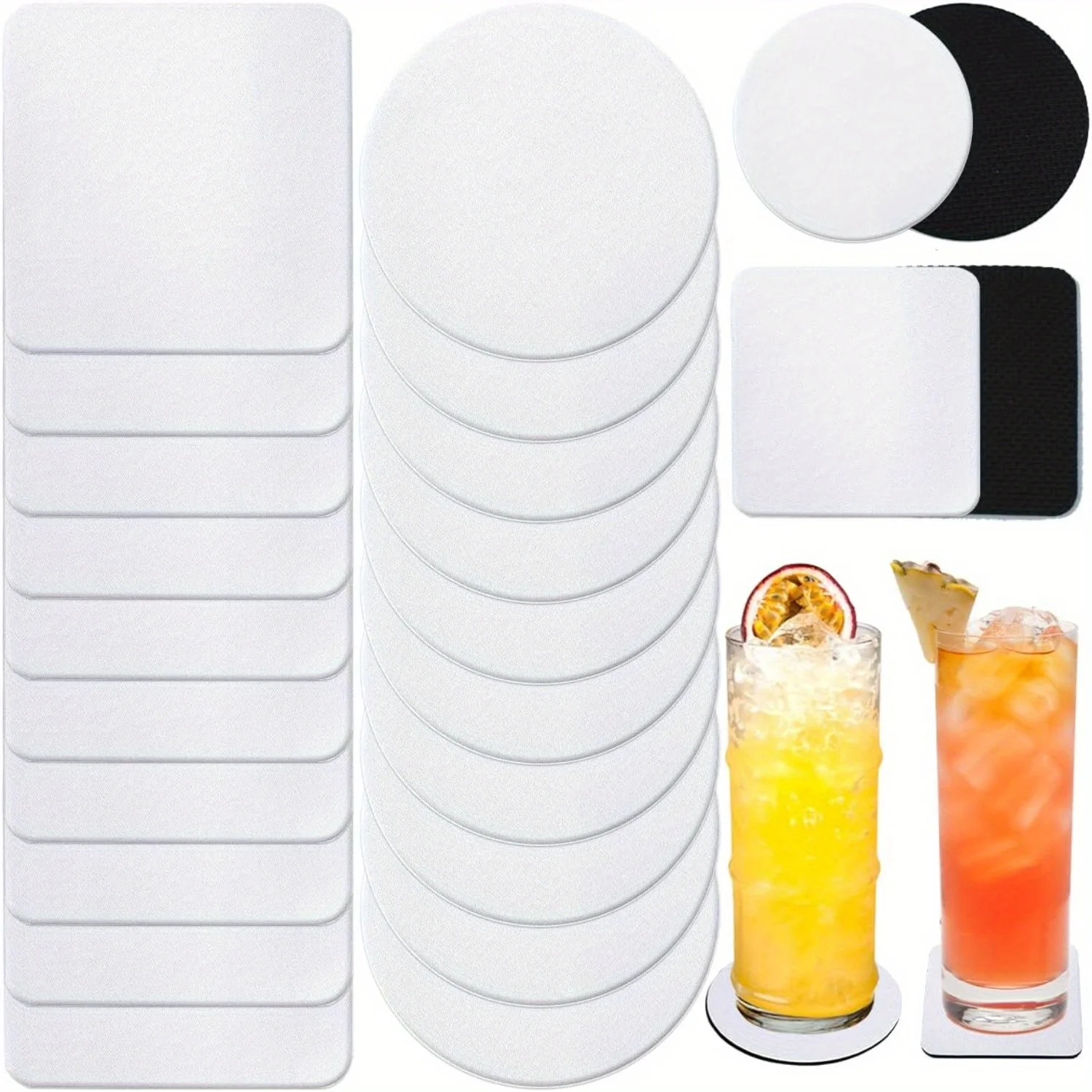 30/50 Pcs Square and Round Sub - Coaster Sublimation Blank avaliação e preço