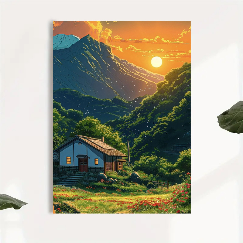 1pc Mountain Cabin Sunset Canv - Canvas Wrap Ready avaliação e preço